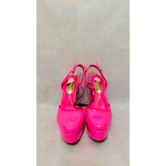 NWT Express Neon Pink Barbiecore Bubblegum Mary Jane High Heels 7M - Picture 2 of 6